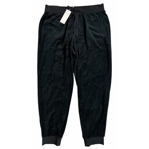Eileen Fisher Size Large L Black Velour Ankle Track Pants Jogger NWT $168 - Picture 1 of 12